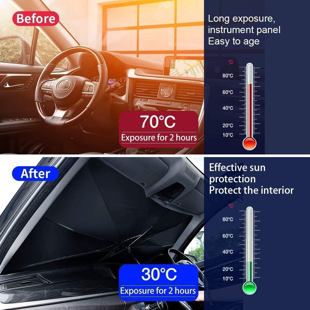 Car Sun Shade Windshield Cover – Foldable Umbrella Style Sun Protector
