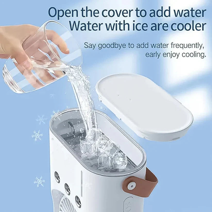 Double Head Mist Cooling Fan with Remote | 3-Speed USB Rechargeable Air Cooler