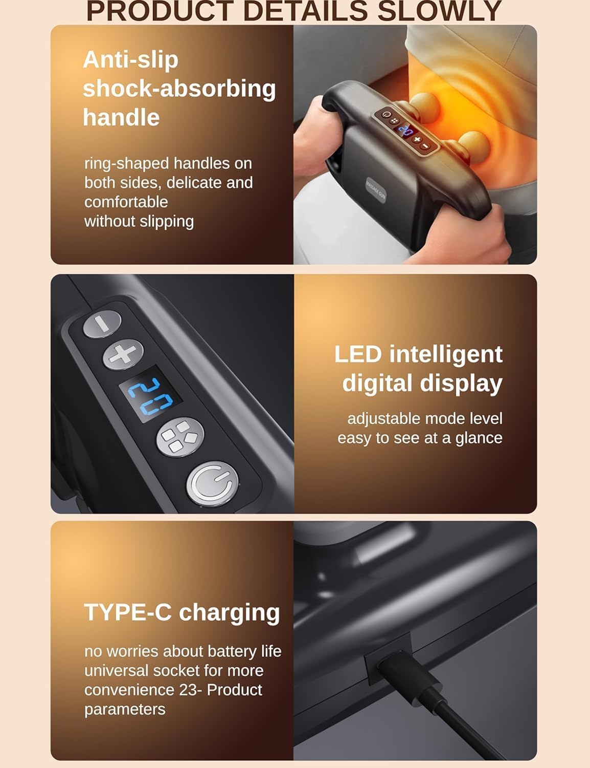 Head & Back Massager for Pain Relief – Rechargeable Deep Tissue Massage Gun