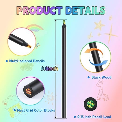 7-in-1 Magic Rainbow Color Pencil Set (Pack of 12)
