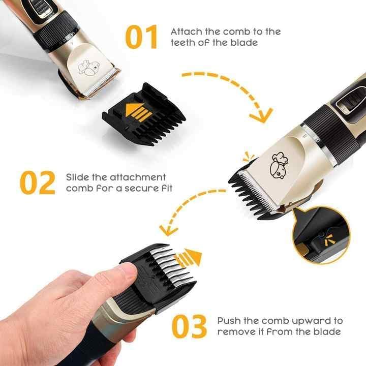 Pet Grooming Kit for Cats & Dogs – Cordless Hair Trimmer with 4 Guide Combs
