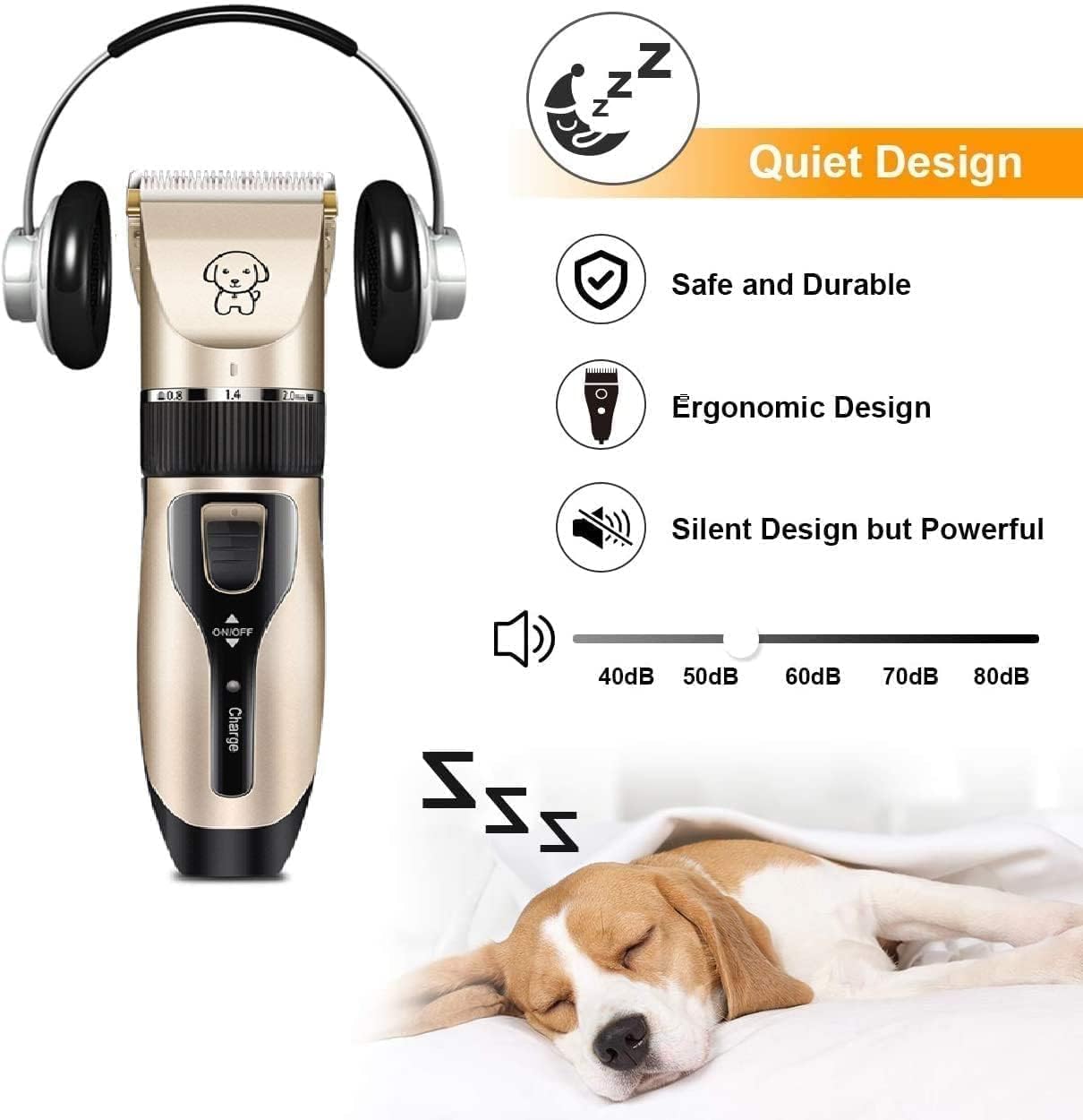 Cordless Pet Grooming Kit for Cats and Dogs with Adjustable Guide Combs