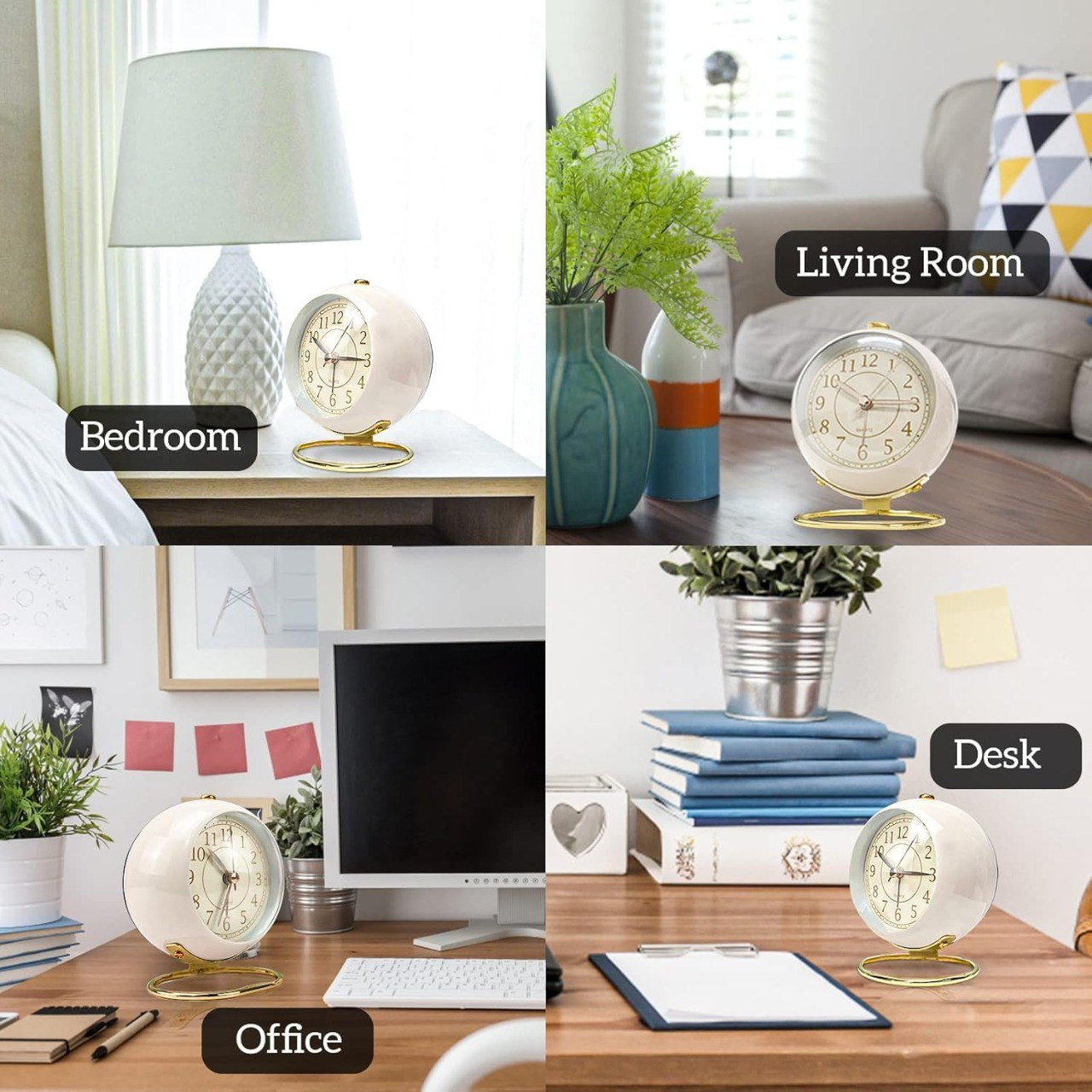 Retro Backlight Cute Desk Alarm Clock with Night Light